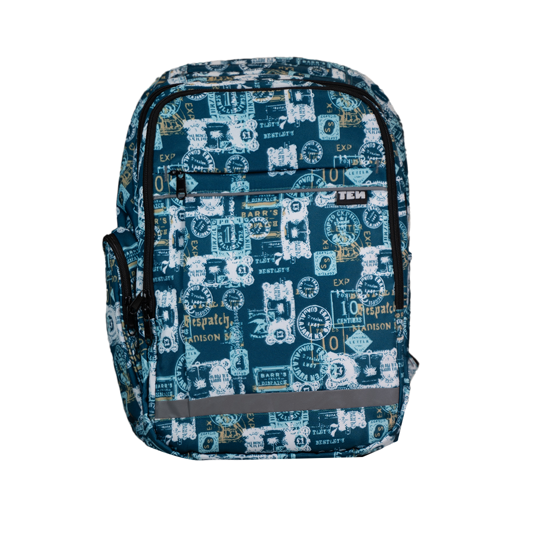 Medium Schoolbag Blue Stamps