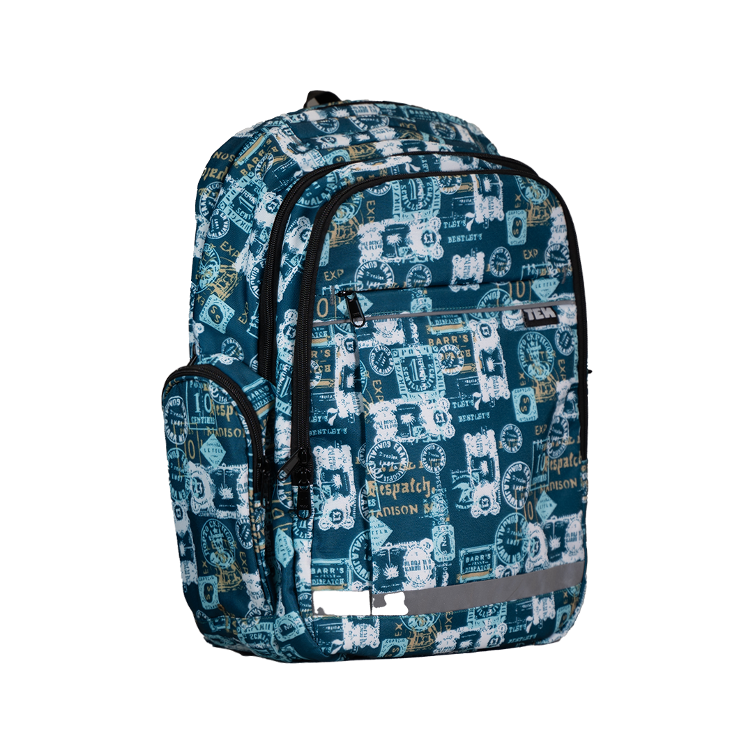 Medium Schoolbag Blue Stamps