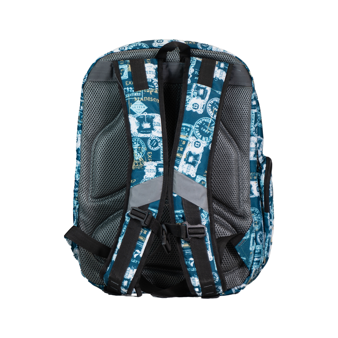Medium Schoolbag Blue Stamps