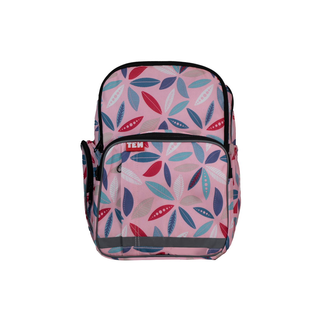 Large Schoolbag Pink Leaf
