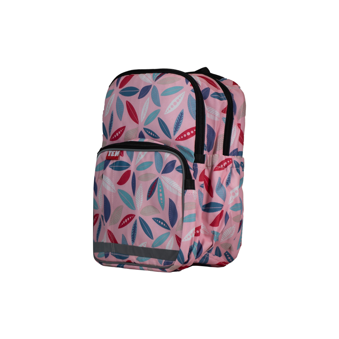 Large Schoolbag Pink Leaf
