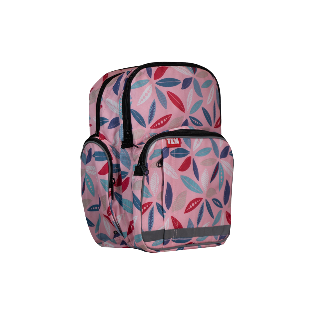 Large Schoolbag Pink Leaf