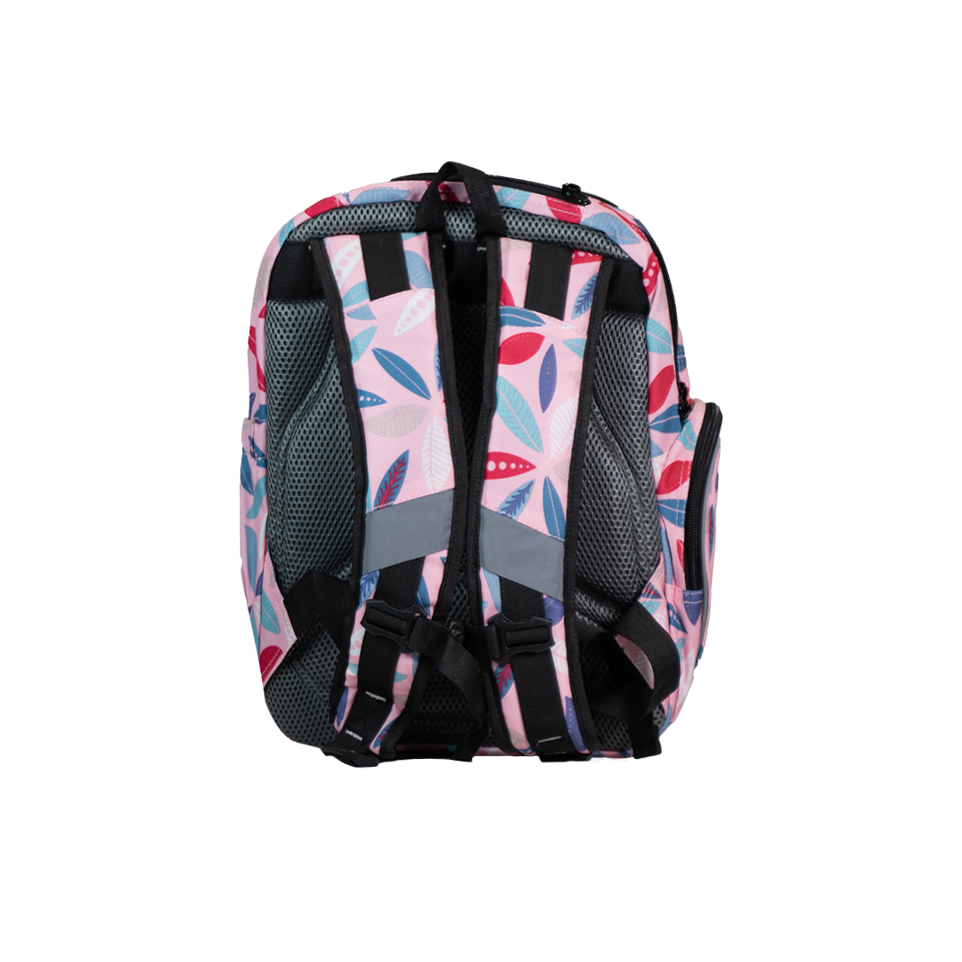 Large Schoolbag Pink Leaf